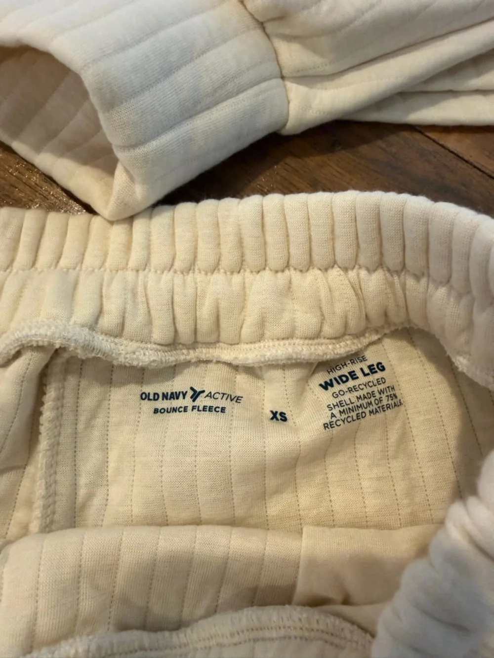 Old Navy Cream Ribbed Cropped Sweatshirt & Wide-Leg Pants Set- Super-Soft - Picture 3 of 5